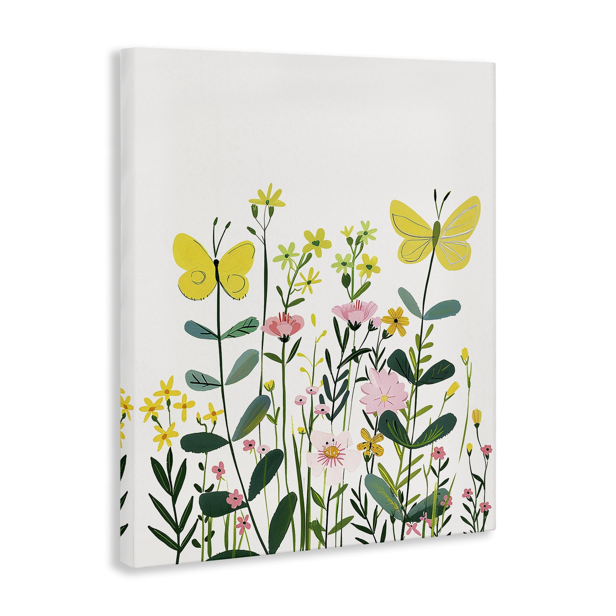 Stupell Industries Blooming Garden Butterflies Plants & Flowers Painting Wrapped Canvas Art Print Wall Art, 24 x 30