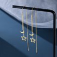 thumbnail image 4 of Solid 925 Sterling Silver Moon Star Threader Dangle Earrings Chain for Women Teens Long Dangle Earrings Tassel Chain, 4 of 11