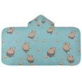 thumbnail image 5 of Yayeee Kids Hooded Towel with Hand Pockets Beach Soft Absorbent Bath Wrap 50 x 23.5 inch, Cartoon Capybaras, 5 of 5