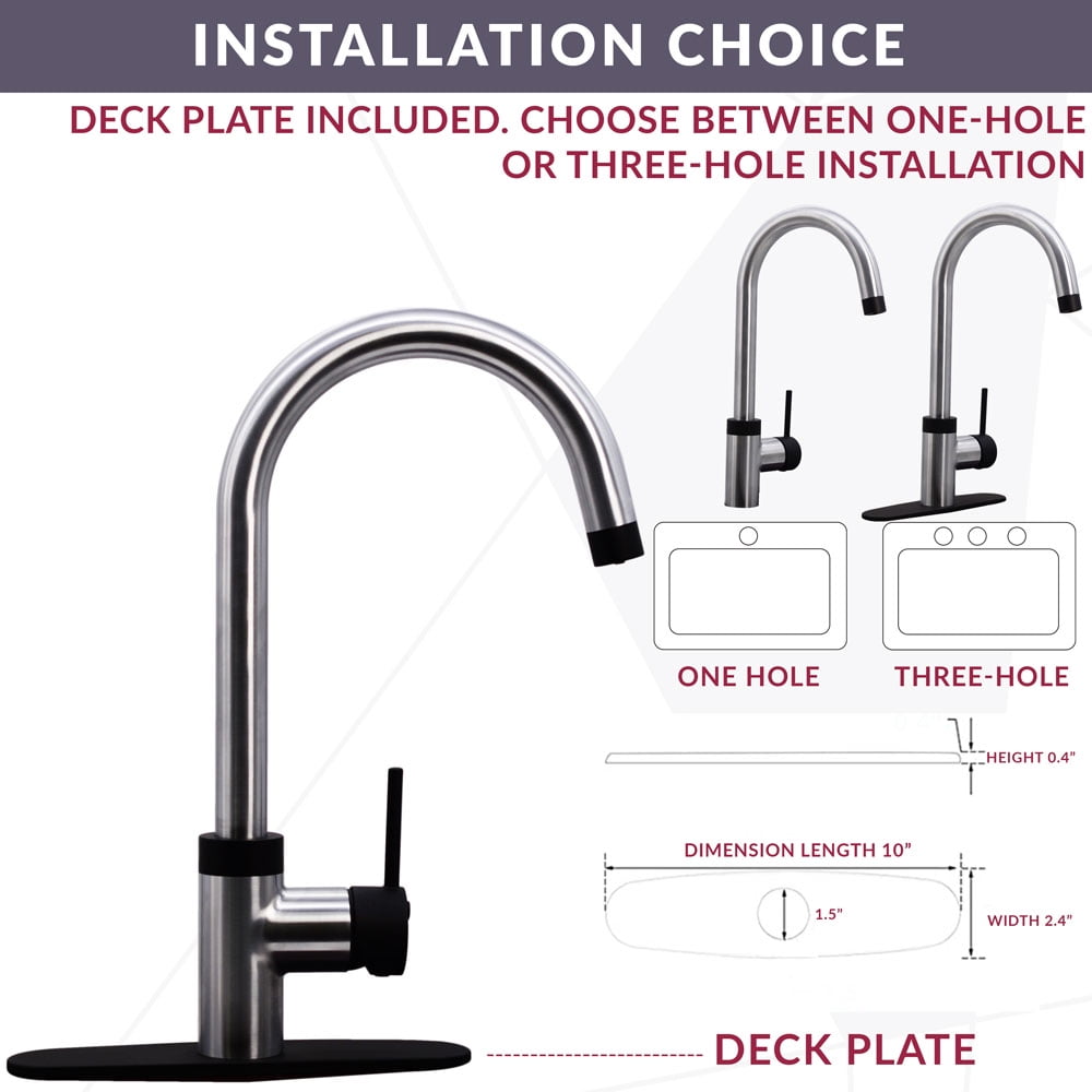 Westbrass KH31B-62 HotMaster 3 in 1 Single Handle Dual Waterway Kitchen Faucet, Matte Black