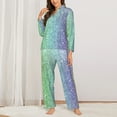 thumbnail image 3 of Junzan Beautiful Glitter Print Womens Pajama Sets,Long Sleeve Button Down For Women Pjs 2 Piece, 3 of 9