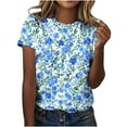 thumbnail image 3 of yoeyez Ladies Tops and Blouses Vintage Floral Crewneck Blouse Short Sleeve T Shirts Casual Summer Wildflower Plant Tee Shirts, 3 of 6