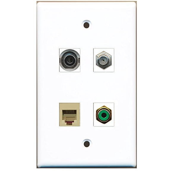 RiteAV - 1 Port RCA Green 1 Port Coax Cable TV- F-Type 1 Port Phone RJ11 RJ12 Beige 1 Port 3.5mm Wall Plate