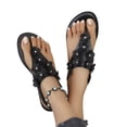 thumbnail image 4 of Lenago Sandals Women Casual Outerwear Versatile Plus Size Round Toe Thong Open Toe Flat Soft Sole Floral Sandals 36, 4 of 9