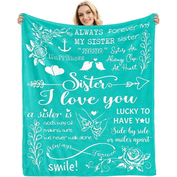 Sisters Gifts from Sister Birthday Gifts for Sister Blanket Christmas Valentines Mothers Day Big Sister Green Gifts for Her Sister in Law Soft Warm Throws Blanket