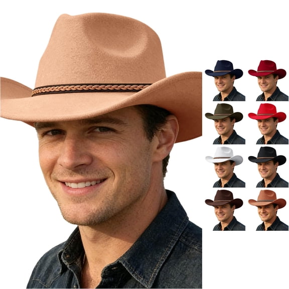 TIANZEN Adult Western Cowboy Hat Ethnic Style Fedora For Party 8 1/4 Fitted Hats