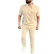 thumbnail image 1 of Conjunto de dos piezas Cagnkofi para hombre, transpirable, de verano, informal, de manga corta y pantalón largo, chándal de color liso., 1 of 5