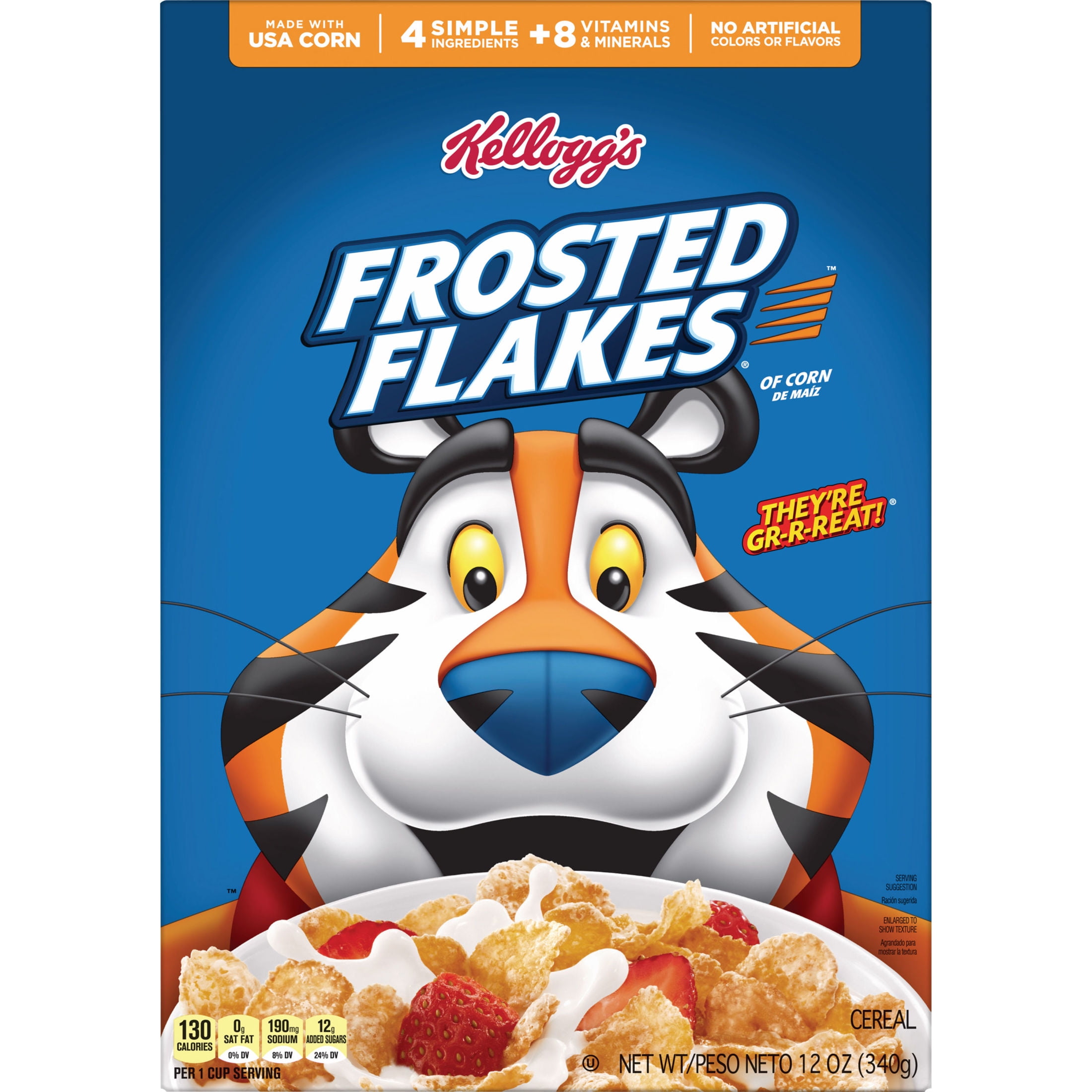(18 pack) Kellogg's Frosted Flakes Breakfast Cereal, Kids Cereal, Family Breakfast, Original, 12oz Box (1 Box)