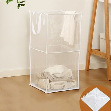 VALSEEL Clearance Laundry Basket Bag With Handles Portable Laundry Basket Collapsible Mesh Laundry Hamper Basket Folding Dirty Clothes Sundries Storage Bag