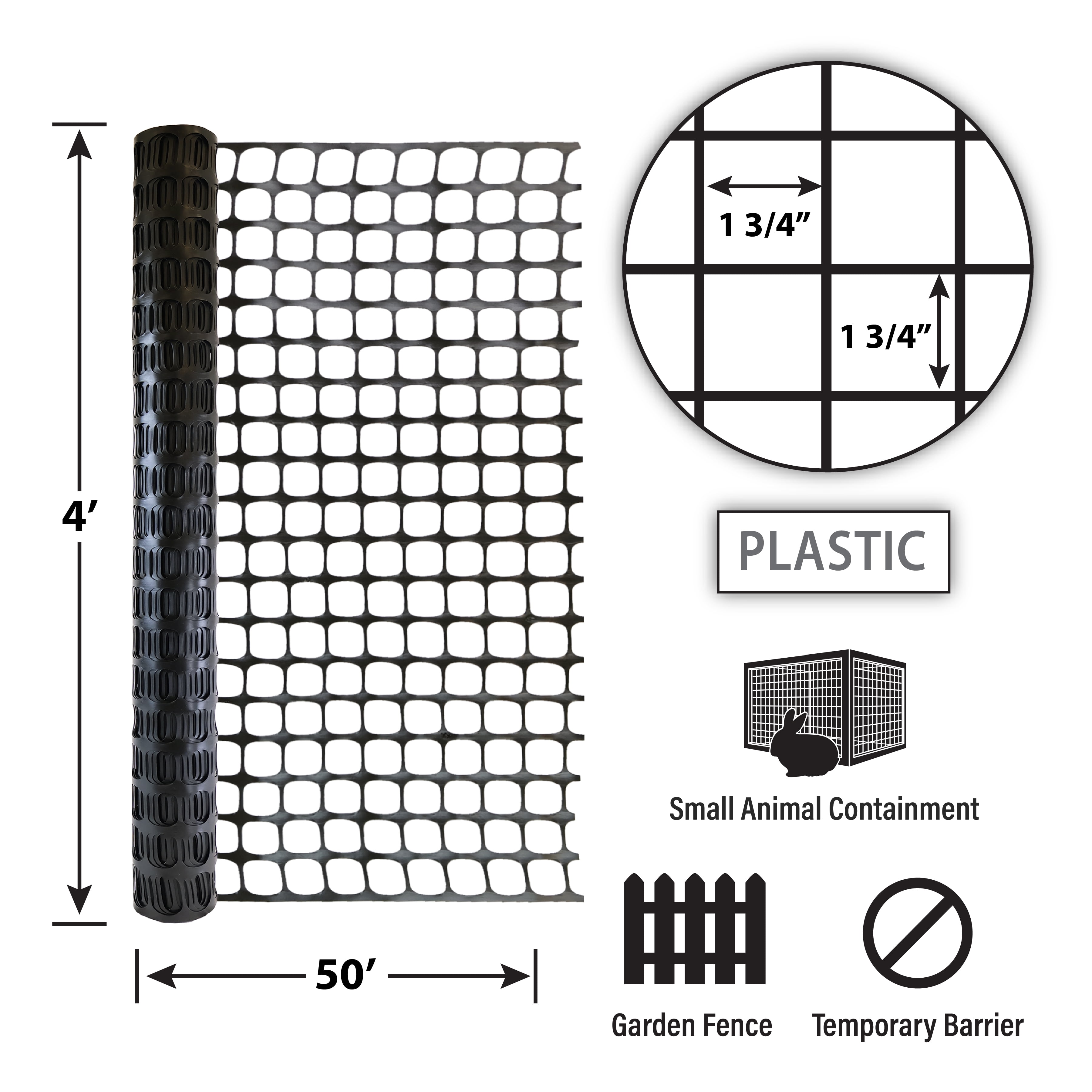 Garden Craft 3ft H x 50ft W Black Plastic Barrier Fence