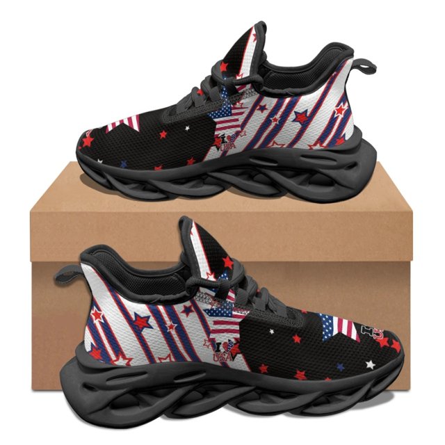 Zapatillas de baloncesto con cordones y plataforma resistentes al desgaste para otoño e invierno, con diseño de bandera de Estados Unidos, para mujer y hombre, imagen personalizada