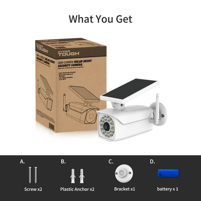 Hyper Tough Solar Motion Security Light, Simulated Camera, White