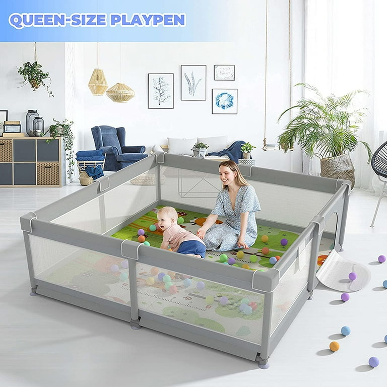 Baby Playpen 79”×71 with Floor Mat, Extra Large Play Pen for