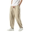 thumbnail image 1 of PEASKJP Basketball Shorts Cotton Loose Drawstring Cargo Short with Full Elastic Waist,Khaki L, 1 of 5