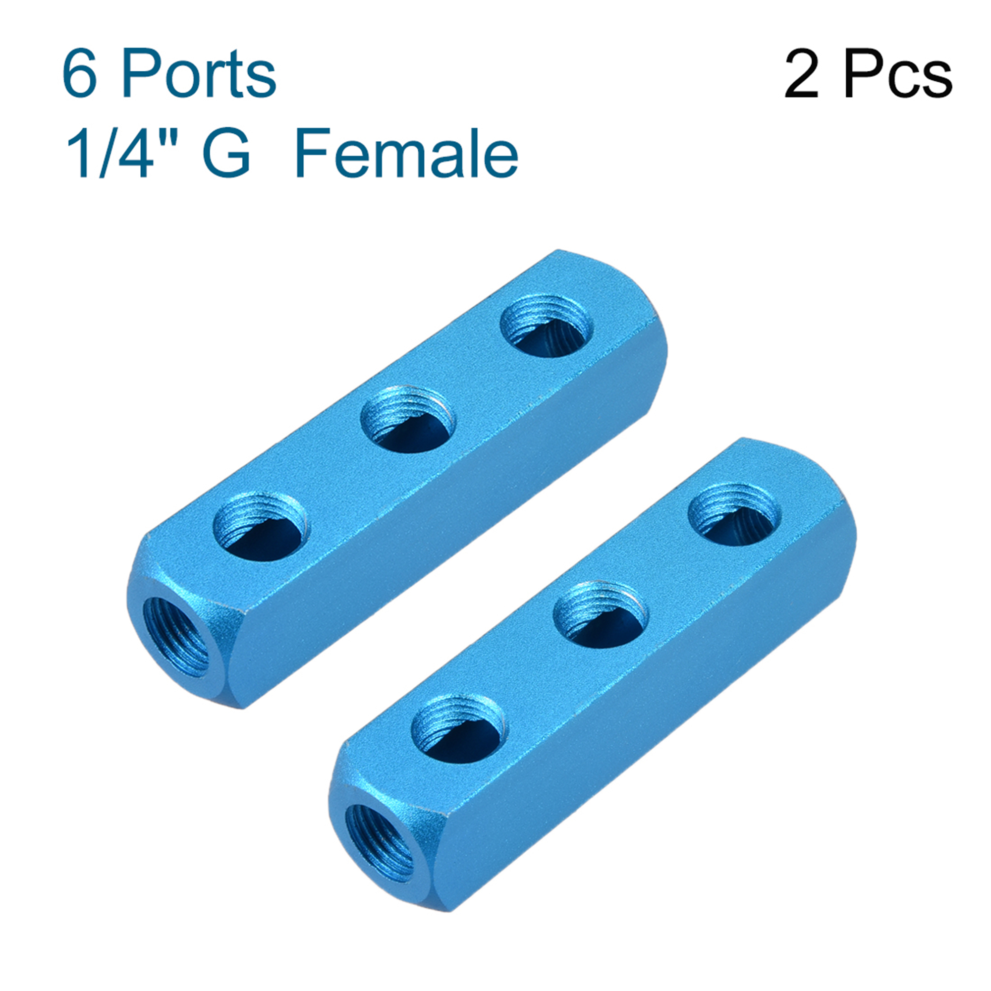 1//4 G Threaded Pneumatic 5 Ports 2 Way Quick Connect Splitter Air Hose Inline Manifold Block Splitter