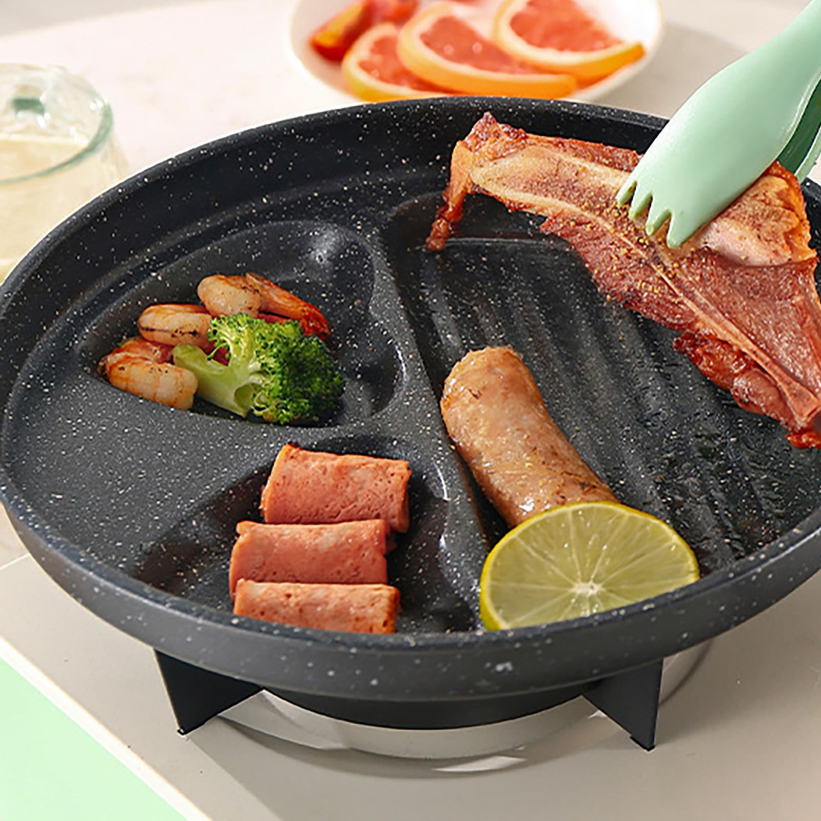Pre Grill Pan Stovetop/Oven/Camping Cookware with Even Heat Distribution, Cool Handle & Hanging Loop Bradem
