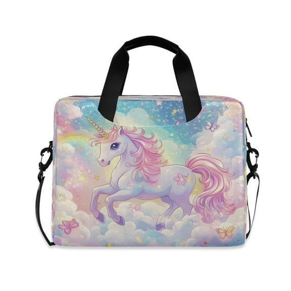 16" Laptop Tote Bag Laptop Sleeve Case Computer Briefcase for Work & Travel Rainbow Colors Unicorn