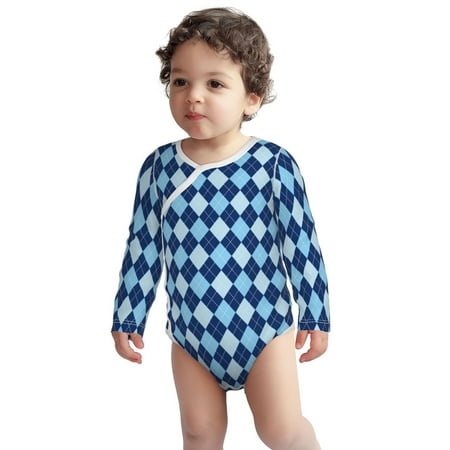 

Haiem Blue Squares Printed Unisex-Baby Long Sleeve Onesies Bodysuits Unisex Babies Snap-Up Rompers-2 Years