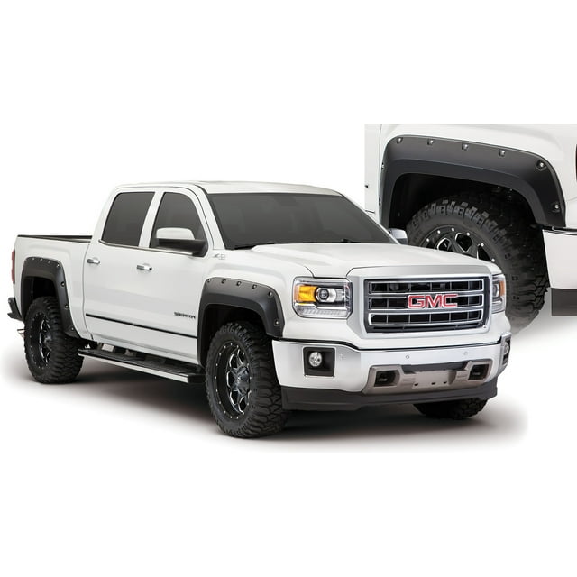 Bushwacker Fender Flare 40974-02 Pocket Style; 1-3/4 Inch Front/2 Inch Rear Tire Coverage; Matte Black; Dura-Flex 2000 TPO Smooth Plastic; 6-1/2 Inch Flare Height; Set Of 4