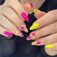 thumbnail image 1 of 24pcs/box Fake French y2k Nails Press On Long Stiletto Almond Shape Wearable False Nails With Stars Designs Full Cover Nail Tips FGS, 1 of 7