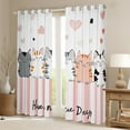 thumbnail image 2 of Cute Cat Curtains Cartoon Cat 30%-50% Blackout Curtains, Kawaii Pet Cats Print Bedroom Curtains for Cat Lovers Cat Lovers Pink Gradient Geometry Stripes Curtains,2 Panels 52"Wx63"L, 2 of 5