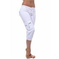 thumbnail image 2 of MSJUHEG Yoga Pants Yoga Pants Women Summer Elastic Waist Button Pocket Yoga Pants Polyester,Spandex Relaxed Drawstring Tie Straight-Leg Lightweight Two Pockets Cropped Capri Leggings For Women White S, 2 of 5