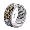 thumbnail image 6 of Pink Season Men Ring Vintage Carving Mantra Scripture Adjustable Bring Luck Wealth Birthday Gift Male Chinese Feng Shui Pixiu Finger Ring Retro Jewelry, 6 of 8