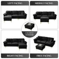 thumbnail image 6 of Wiilayok Velvet Modular Sectional Sofa,L Shaped Sectional Sofa Couch with Ottoman&Gold Legs,Comfy 3 Seater Sofa for Living Room Bedroom Apartment(Black, 91" L Shaped), 6 of 11