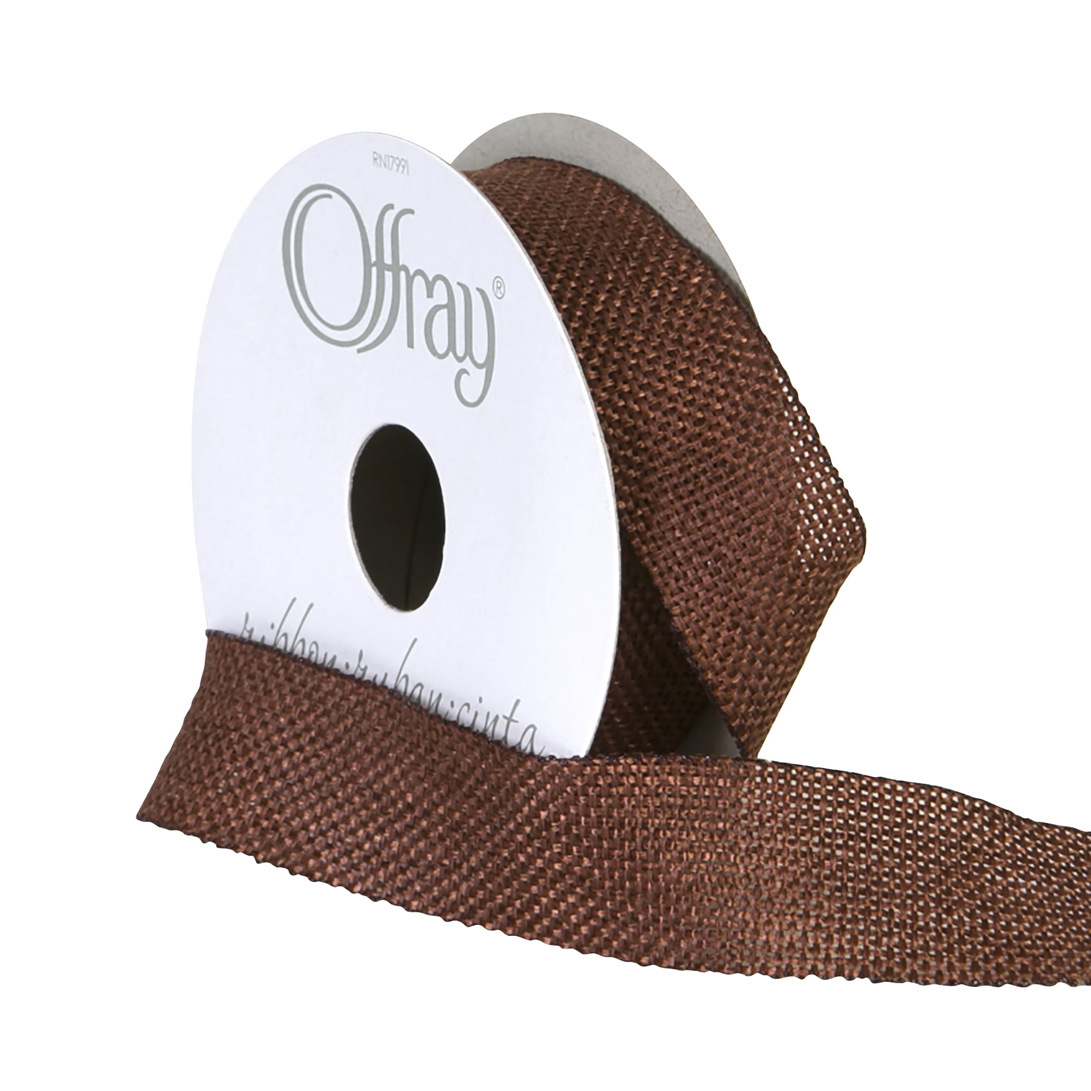 (3 pack) Offray ribbon, mudpie brown 7/8 inch woven burlap woven ribbon, 9 feet, 1 each