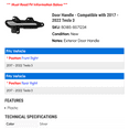 thumbnail image 2 of Door Handle - Compatible with 2017 - 2022 Tesla 3 2018 2019 2020 2021, 2 of 2