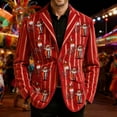 thumbnail image 2 of oqasdz Mens Suit Jacket Menswear Velvet Stripe Clown Print Corduroy Jacket Modern Stretch Slim Fit Dress Coat Travel Party Business Formal, 2 of 5