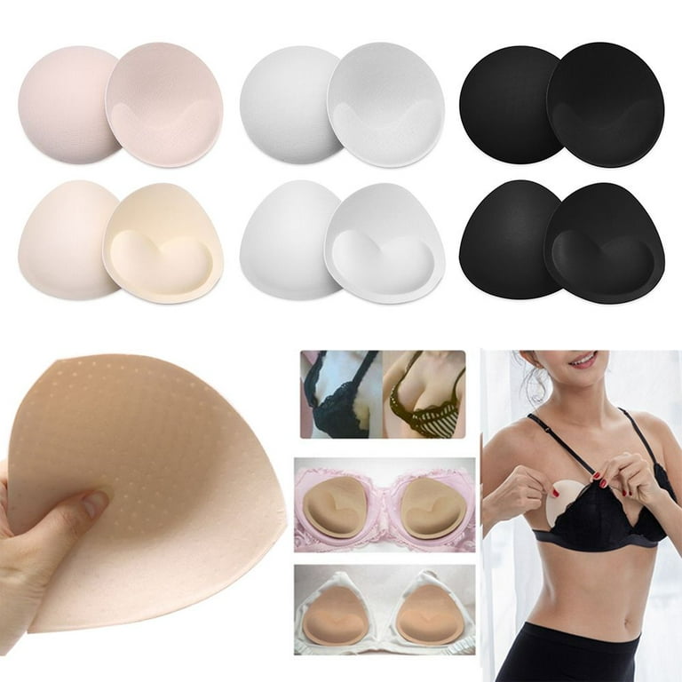 1Pair Removeable Push Up Cups Women Summer Sponge Foam Bra Pads Insert Pad  Breast Bras Chest Cup WHITE 2 