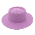 thumbnail image 2 of Dome French Top Hat, Classic Straw Boater Hat for Women, Elegant Wedding Ceremony Hat with Grosgrain Ribbon, Summer Garden Party and Church Hat-Light Violet, 2 of 4