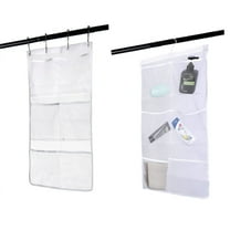 2Pcs Hanging Mesh Pocket Shower Organizer, Bathroom Shower Candy Organizer, Shower Organizer with 6 Pockets Hooks, Quicky Drying, Clear