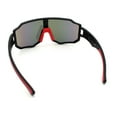 thumbnail image 7 of Oversized Mens Color Mirror Rimless Shield Plastic MTB Sport Sunglasses Black Red - Orange Mirror, 7 of 7
