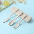 thumbnail image 2 of pitrice Wheat Straw Tableware Set Portable Reusable Solid Color Flatware Kit Indoor Outdoor Home Camping Dinnerware with Storage Case Beige, 2 of 9