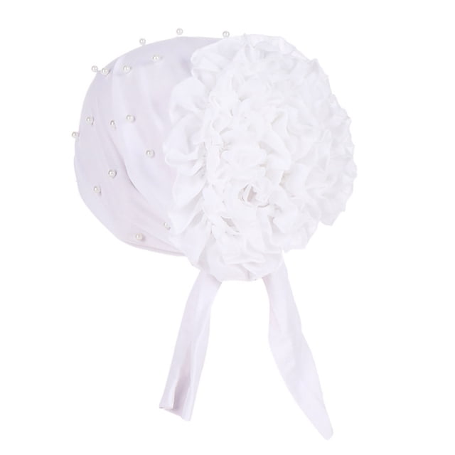 Chapeau de Perles Floral Indien pour Femmes Bonnet Turban à Volants Musulman