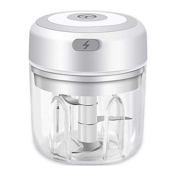 Billuyoard Triturador de ajo eléctrico, molinillo de acero inoxidable recargable, 250ml/150ml, triturador automático de verduras, utensilio de Cocina y Comedor Blanco