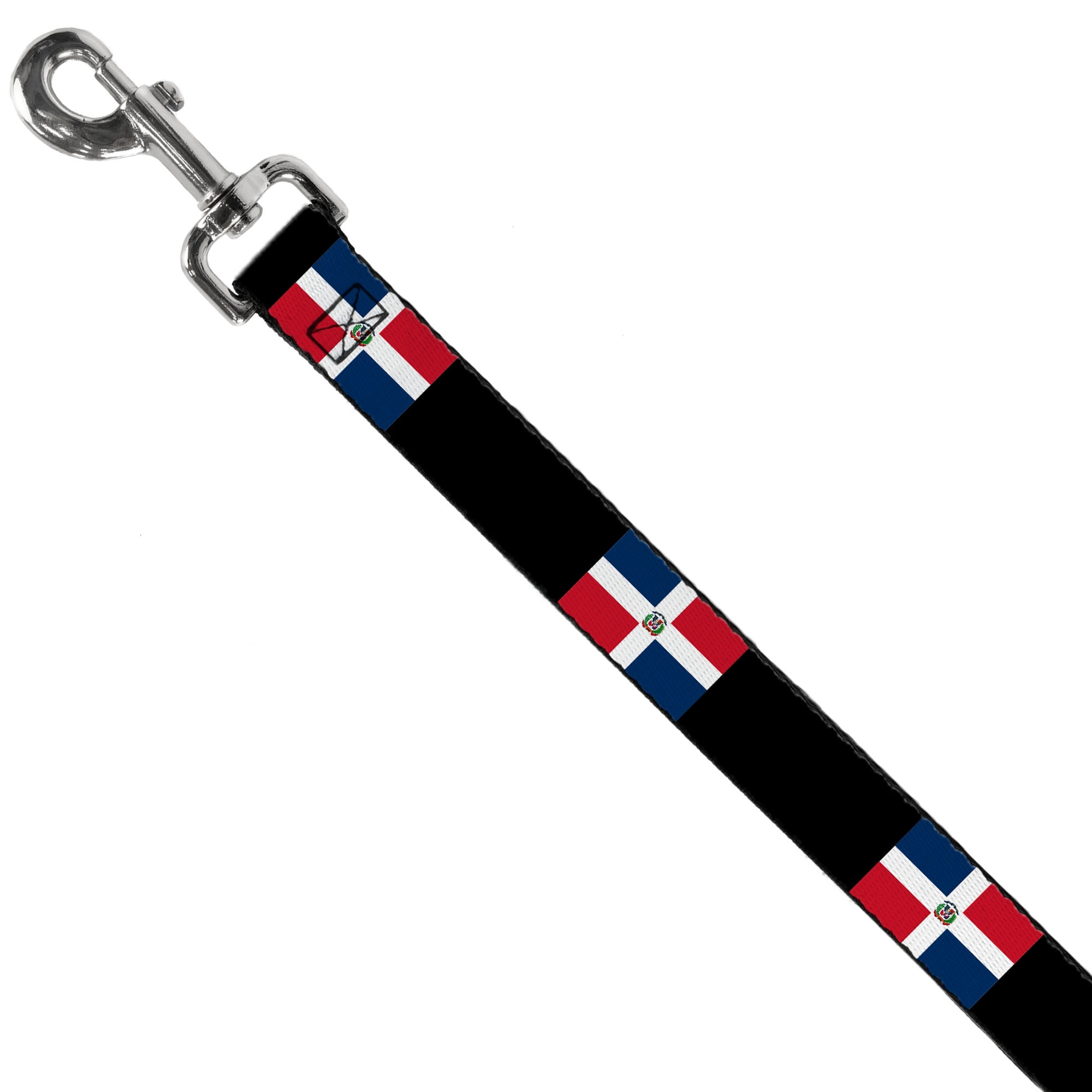 Buckle-Down Pet Leash, Dog Leash, Dominican Republic Flags Black Blocks, 6 Feet Long 1.0 Inch Wide