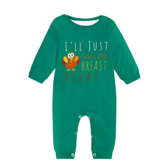 XXWXYD Toddler Thanksgiving Party Romper Outfit Long Sleeve Round Neck Romper Holiday Family Matching Pajamas Letter Printed Jumpsuit Playdate Turkey Day Romper