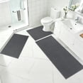 thumbnail image 3 of Ileading 3pcs Bathroom Rugs Set with U-Shaped Mat, Non Slip, Soft, Absorbent Bath Mats for Tub, Shower, Toilet 18"x26"+18"x48"+U Shape 20"x24" Gray, 3 of 9