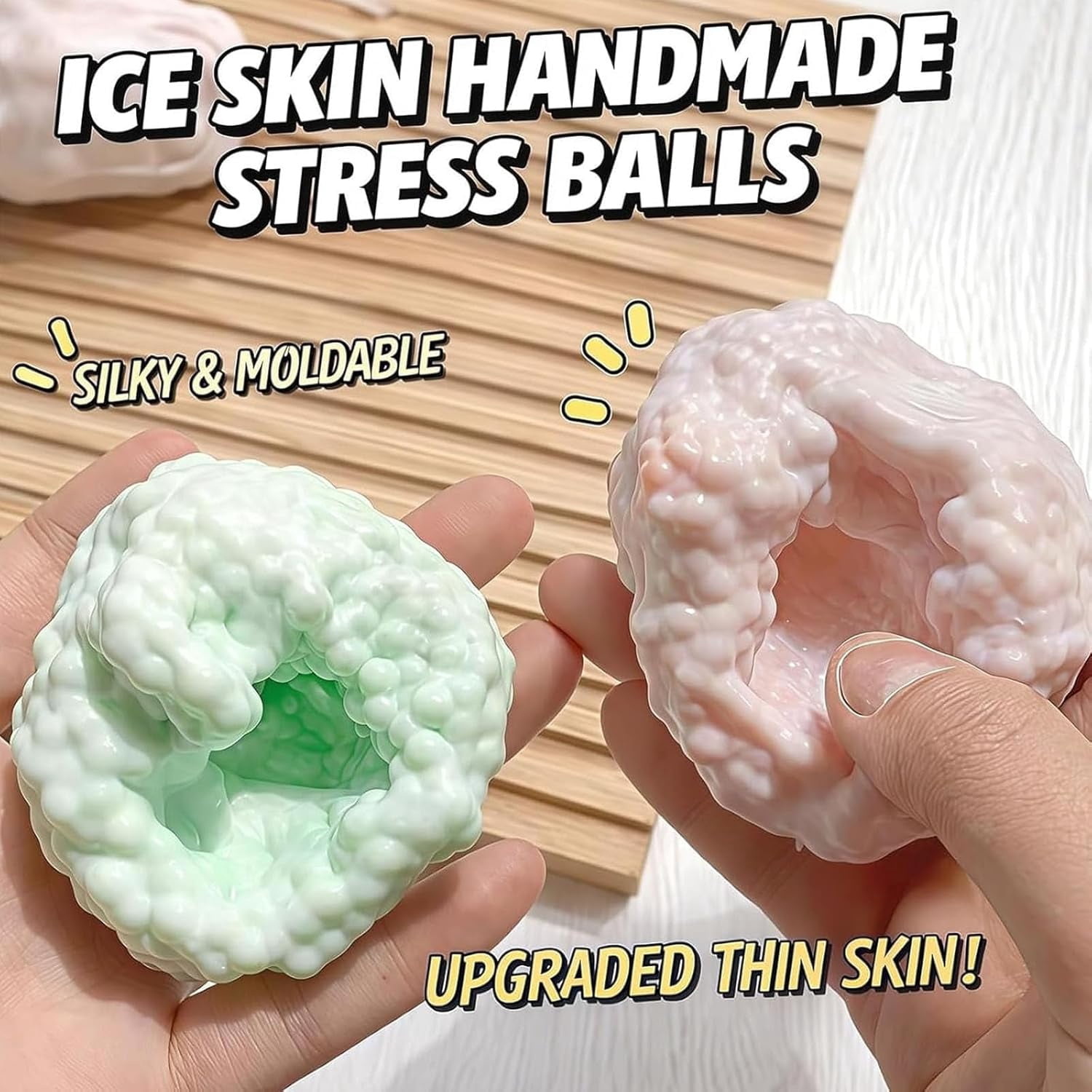 Smushers Squishy, Mochi Stress Ball Crunchy, Crunchy Squishy, Popping Bead Filled, Portable Soft Ice Skin Ball, Slow Rebound Sensory Squeeze Balls for Anxiety Relief (Orange)