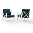 thumbnail image 3 of HomeStock Rococo Radiance 2Pc Outdoor Metal Armchair Set Navy/White - 2 Chairs, 3 of 7