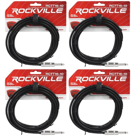 4 Rockville RCTT1610 10 16 AWG 1/4 TS to 1/4 TS Pro Speaker Cable 100% Copper