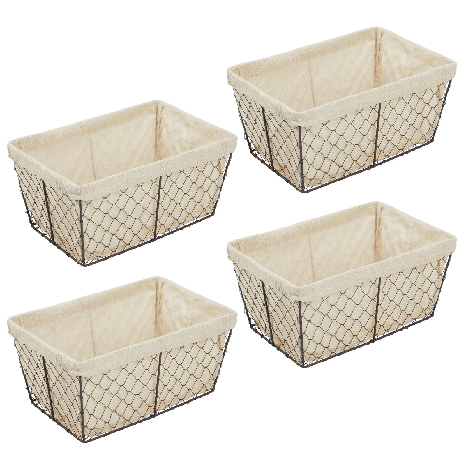 Large mDesign Office Wire Storage Basket with Handles for Supplies Notepads Bronze