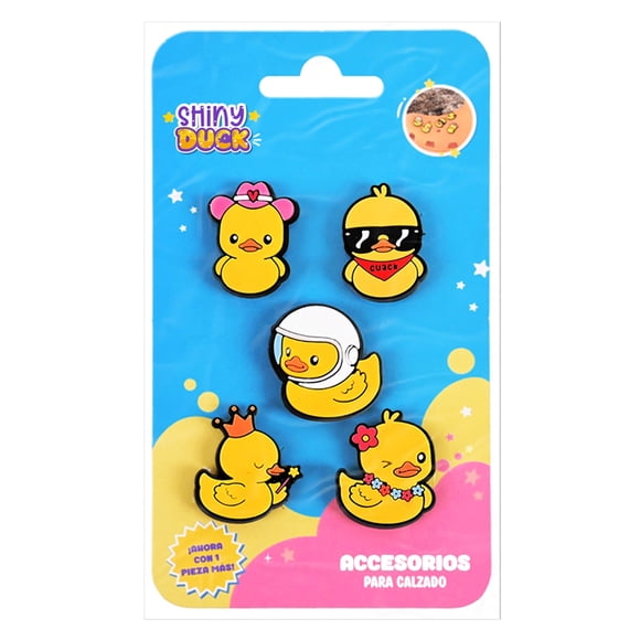 Accesorios para Calzado Prichos Shiny Duck Multicolor de PVC 5 Piezas por Empaque