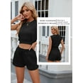 thumbnail image 6 of SLADYGLO Women Irregular Textured Crew Neck Sleeveless Cropped Top Pockets Shorts Suits, 6 of 7