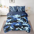 thumbnail image 2 of Castle Fairy Abstract Camouflage Boy 7pcs Bedding Comforter Set,Queen Bedding Sets Super Cozy,Black Blue Queen Sheet Sets,Ultra Soft Home Decor, 2 of 8