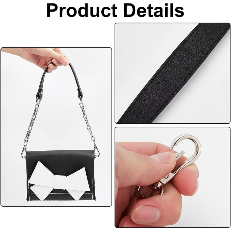 PU Leather Bag Handles 22.9 Inch Leather Purse Chain Strap Short Handbag Handles Clutch Bag Handle with Platinum Swivel Buckles for DIY Handmade Bag
