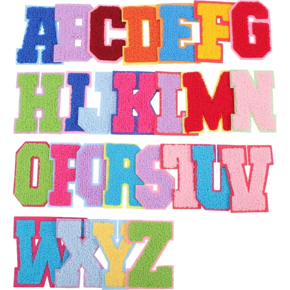CCOCC 26Pcs Letter Iron on Patches DIY Embroidery Patches Clothing Fabric Stickers Embroidery Patches